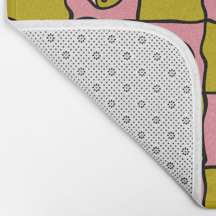 Green Ying Yang Checkered Print Bath Mat Gallery Image 2