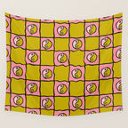 Green Ying Yang Checkered Print Wall Tapestry Gallery Image 4