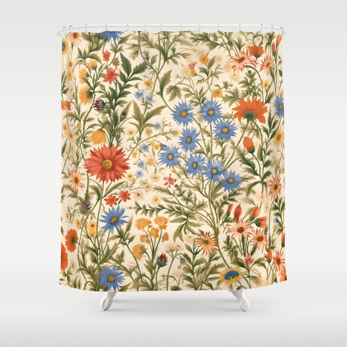 Countryside Bloom Arcane Floral Garden Shower Curtain Gallery Image 1