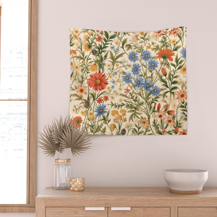 Countryside Bloom Arcane Floral Garden Wall Tapestry Gallery Image 2