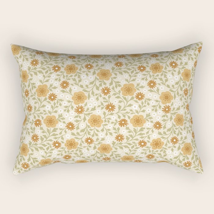 Eloise Floral - Gold Rectangular Pillow Gallery Image 2