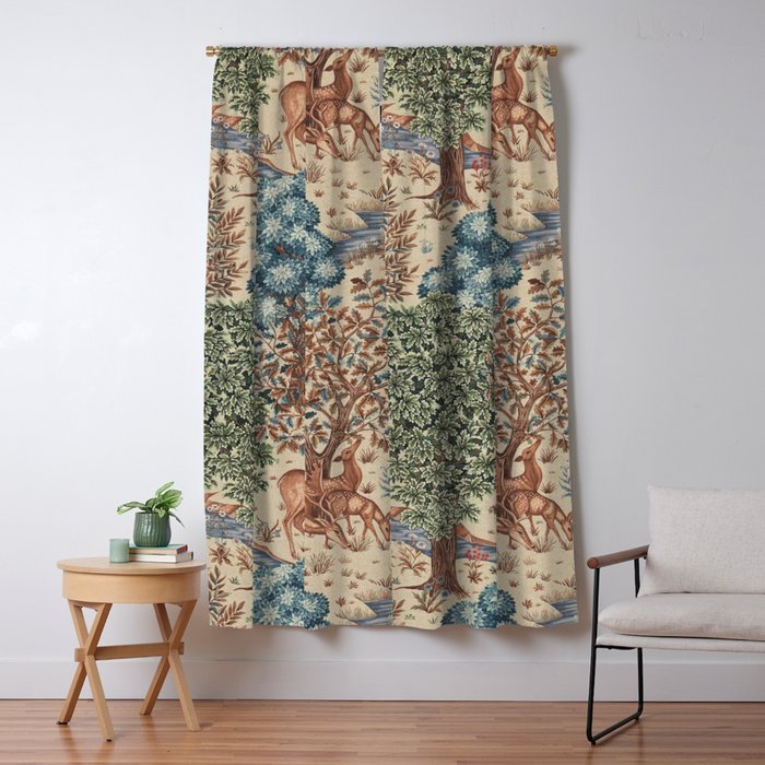 William Morris The Brook Cream Linen Woodland Window Curtain Gallery Image 5