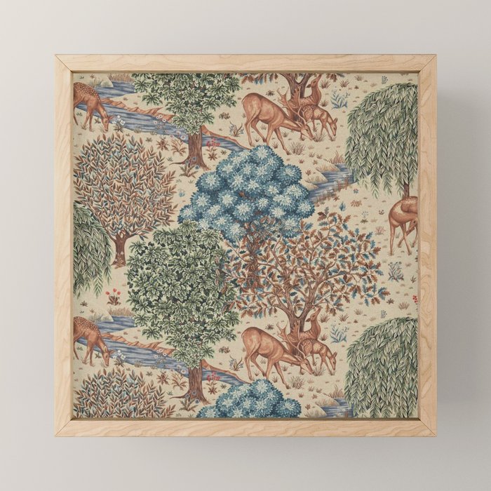 William Morris The Brook Cream Linen Woodland Mini Art Print Gallery Image 1