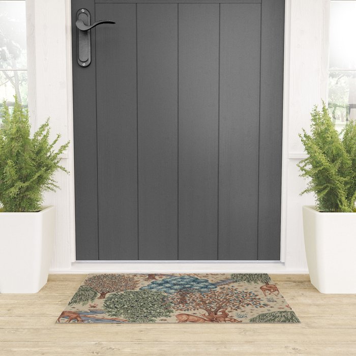 William Morris The Brook Cream Linen Woodland Welcome Mat Gallery Image 3