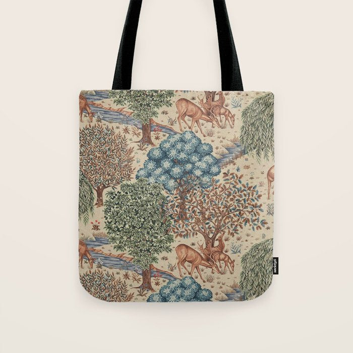 William Morris The Brook Cream Linen Woodland Tote Bag Gallery Image 1