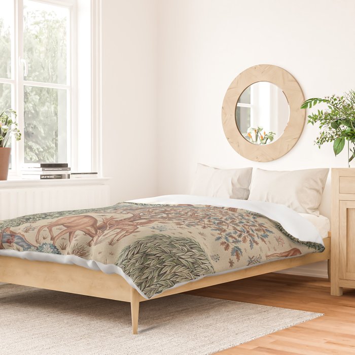 William Morris The Brook Cream Linen Woodland Duvet Cover Gallery Image 2