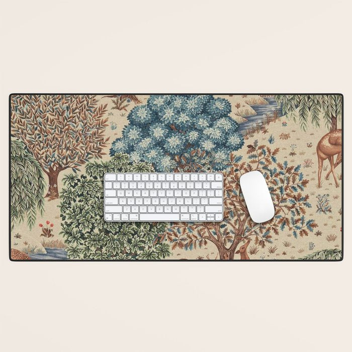 William Morris The Brook Cream Linen Woodland Desk Mat Gallery Image 1