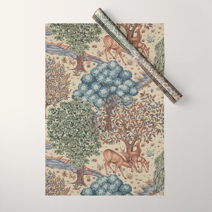 William Morris The Brook Cream Linen Woodland Wrapping Paper Gallery Image 1