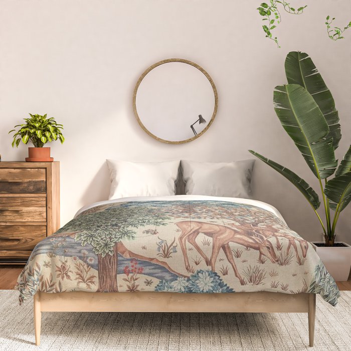 William Morris The Brook Cream Linen Woodland Comforter Gallery Image 3