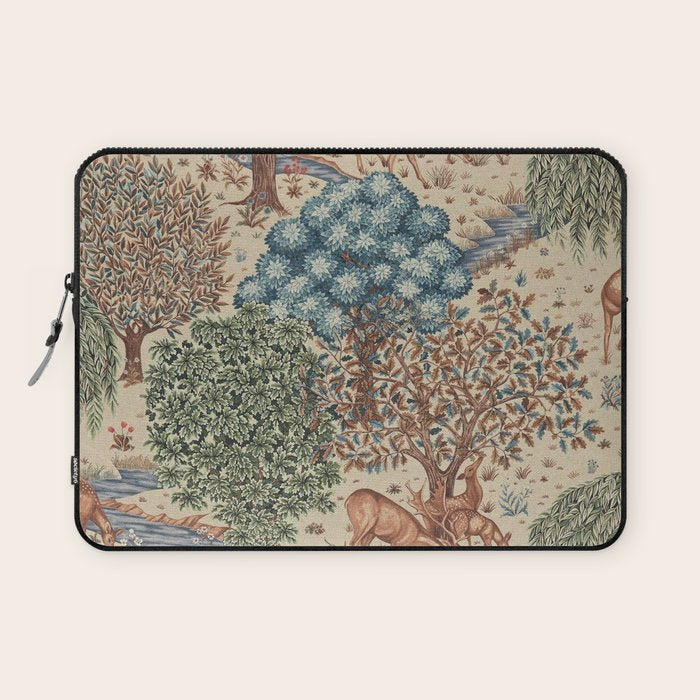 William Morris The Brook Cream Linen Woodland Laptop Sleeve Gallery Image 1