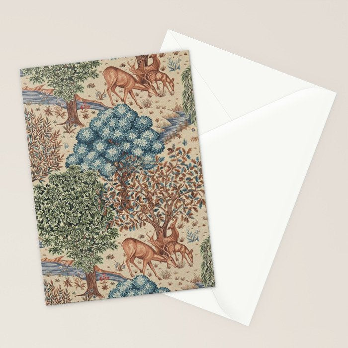 William Morris The Brook Cream Linen Woodland Stationery Card Gallery Image 2