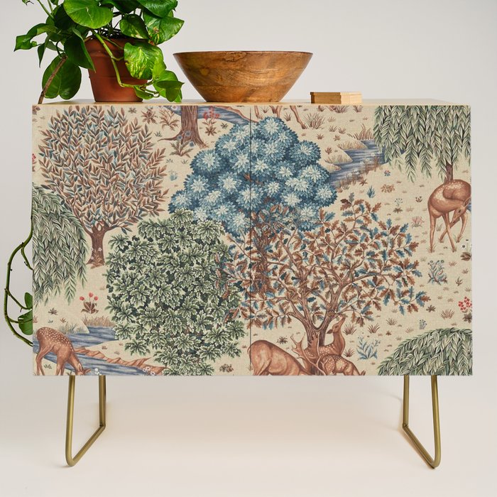 William Morris The Brook Cream Linen Woodland Credenza Gallery Image 1