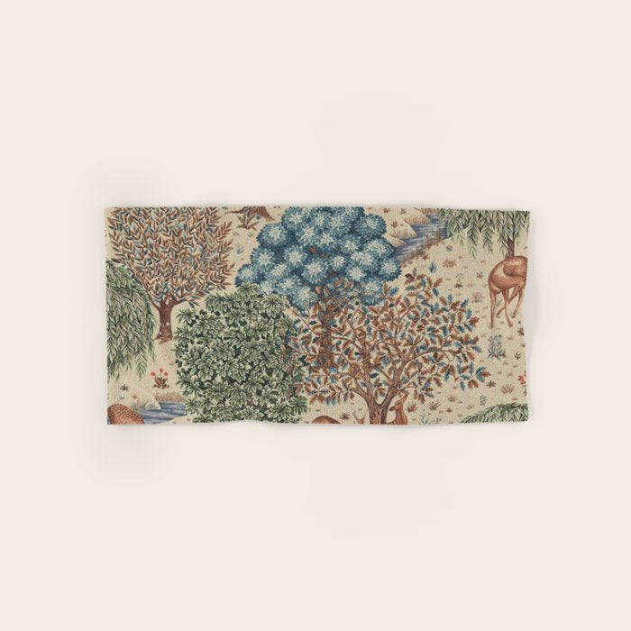 William Morris The Brook Cream Linen Woodland Bath Towel Gallery Image 1