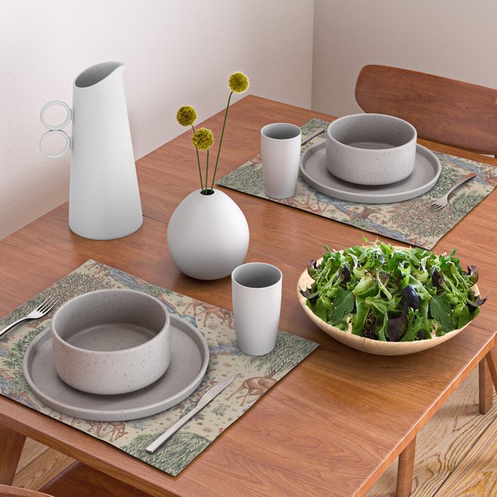 William Morris The Brook Cream Linen Woodland Placemat Gallery Image 2