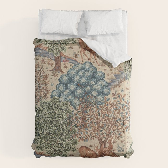 William Morris The Brook Cream Linen Woodland Comforter Gallery Image 1