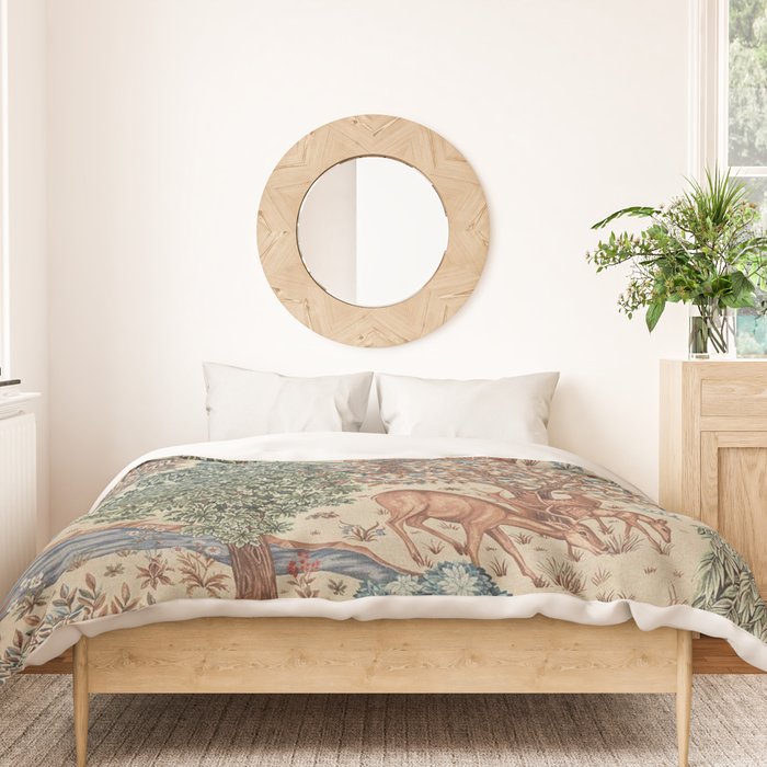 William Morris The Brook Cream Linen Woodland Duvet Cover Gallery Image 3