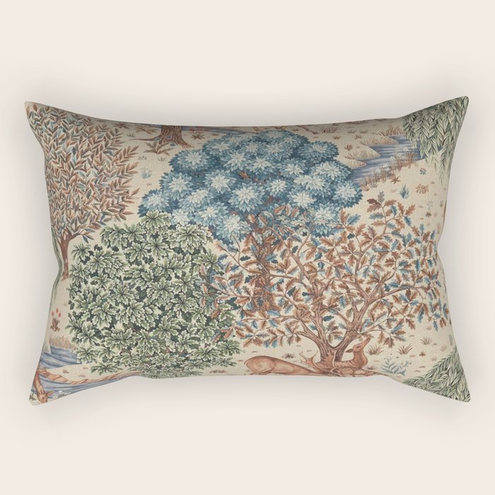 William Morris The Brook Cream Linen Woodland Rectangular Pillow Gallery Image 2