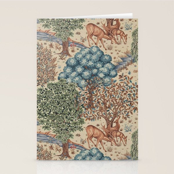 William Morris The Brook Cream Linen Woodland Stationery Card Gallery Image 1