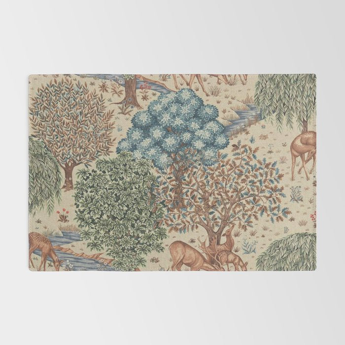William Morris The Brook Cream Linen Woodland Rug Gallery Image 2