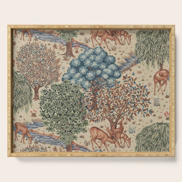 William Morris The Brook Cream Linen Woodland Serving Tray Gallery Image 1