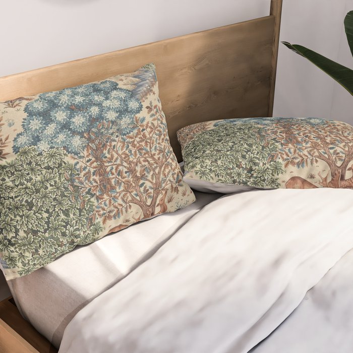 William Morris The Brook Cream Linen Woodland Pillow Sham Gallery Image 2