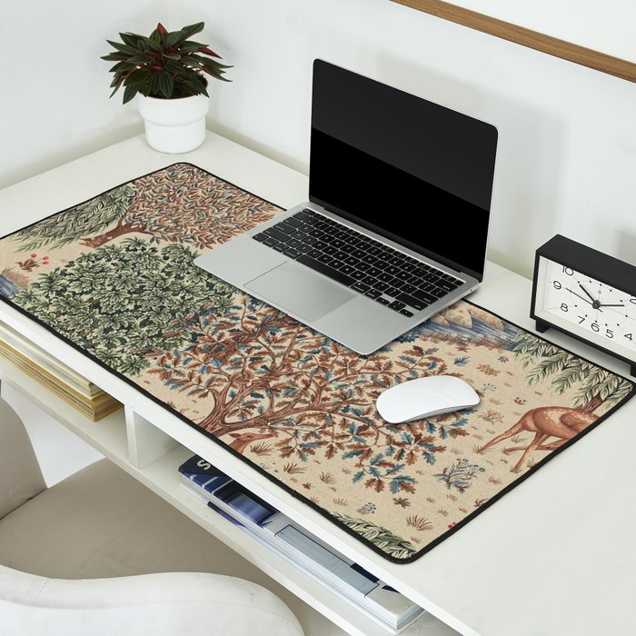 William Morris The Brook Cream Linen Woodland Desk Mat Gallery Image 2