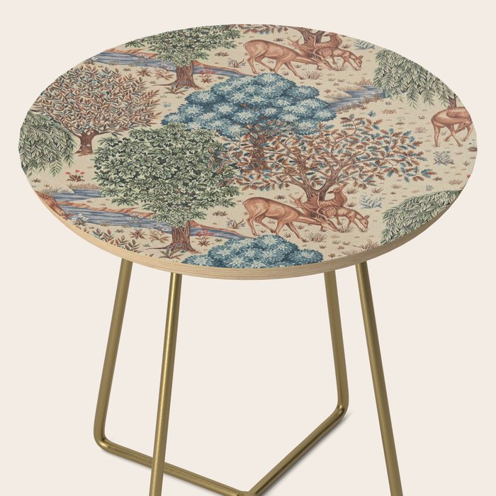 William Morris The Brook Cream Linen Woodland Side Table Gallery Image 2