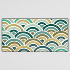 Japanese Seigaiha Wave â Mint & Gold Desk Mat Gallery Image 3
