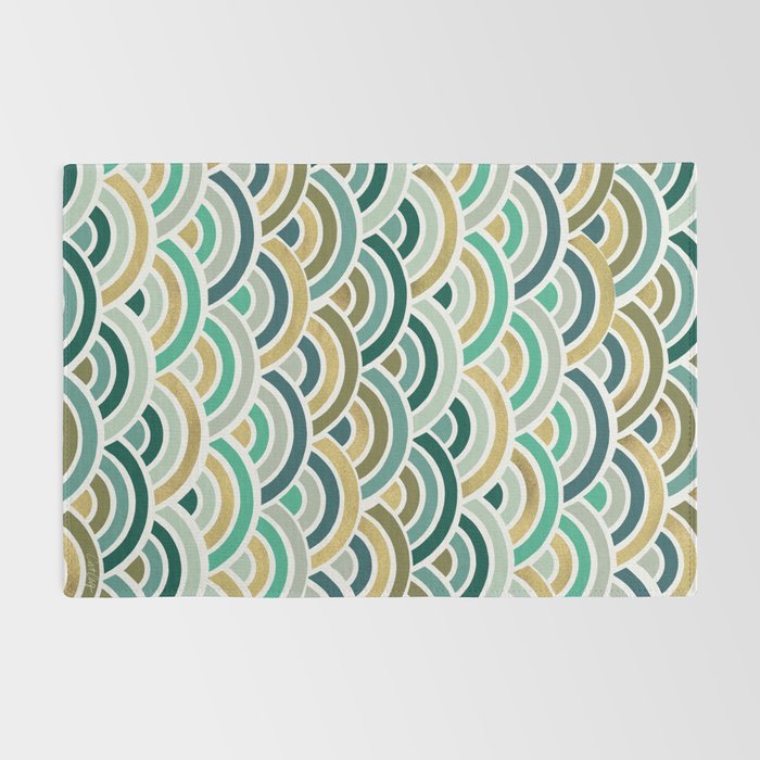 Japanese Seigaiha Wave â Mint & Gold Rug Gallery Image 2
