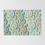 Japanese Seigaiha Wave â Mint & Gold Rug Gallery Image 2