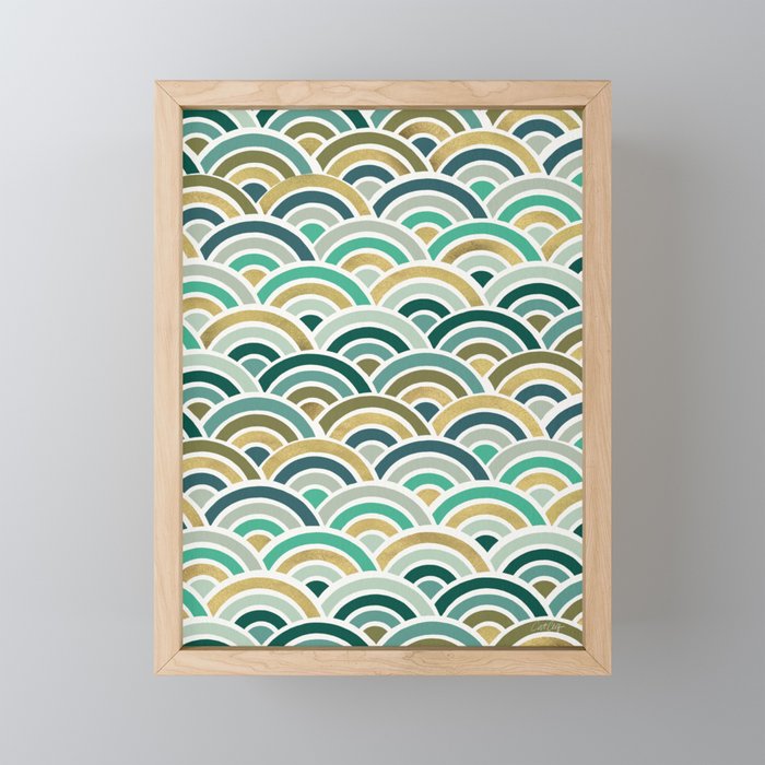 Japanese Seigaiha Wave â Mint & Gold Mini Art Print Gallery Image 1