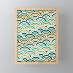 Japanese Seigaiha Wave â Mint & Gold Mini Art Print Gallery Image 1