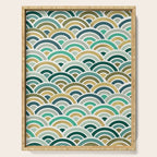 Japanese Seigaiha Wave â Mint & Gold Serving Tray Gallery Image 1