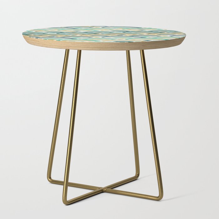 Japanese Seigaiha Wave â Mint & Gold Side Table Gallery Image 1