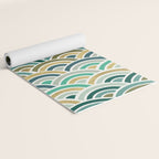 Japanese Seigaiha Wave â Mint & Gold Yoga Mat Gallery Image 2