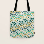 Japanese Seigaiha Wave â Mint & Gold Tote Bag Gallery Image 1