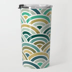 Japanese Seigaiha Wave â Mint & Gold Travel Mug Gallery Image 3