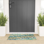Japanese Seigaiha Wave â Mint & Gold Welcome Mat Gallery Image 3