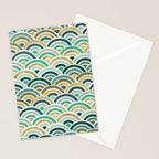 Japanese Seigaiha Wave â Mint & Gold Stationery Card Gallery Image 2