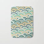 Japanese Seigaiha Wave â Mint & Gold Bath Mat Gallery Image 1