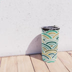 Japanese Seigaiha Wave â Mint & Gold Travel Mug Gallery Image 4