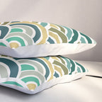 Japanese Seigaiha Wave â Mint & Gold Pillow Sham Gallery Image 3