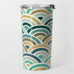 Japanese Seigaiha Wave â Mint & Gold Travel Mug Gallery Image 2