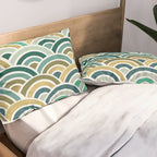 Japanese Seigaiha Wave â Mint & Gold Pillow Sham Gallery Image 2