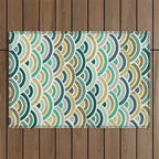 Japanese Seigaiha Wave â Mint & Gold Outdoor Rug Gallery Image 1