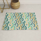 Japanese Seigaiha Wave â Mint & Gold Rug Gallery Image 1
