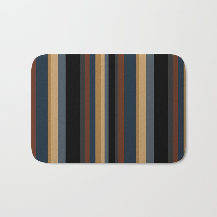 Classic Stripes V - Dark Vintage  Bath Mat Gallery Image 1