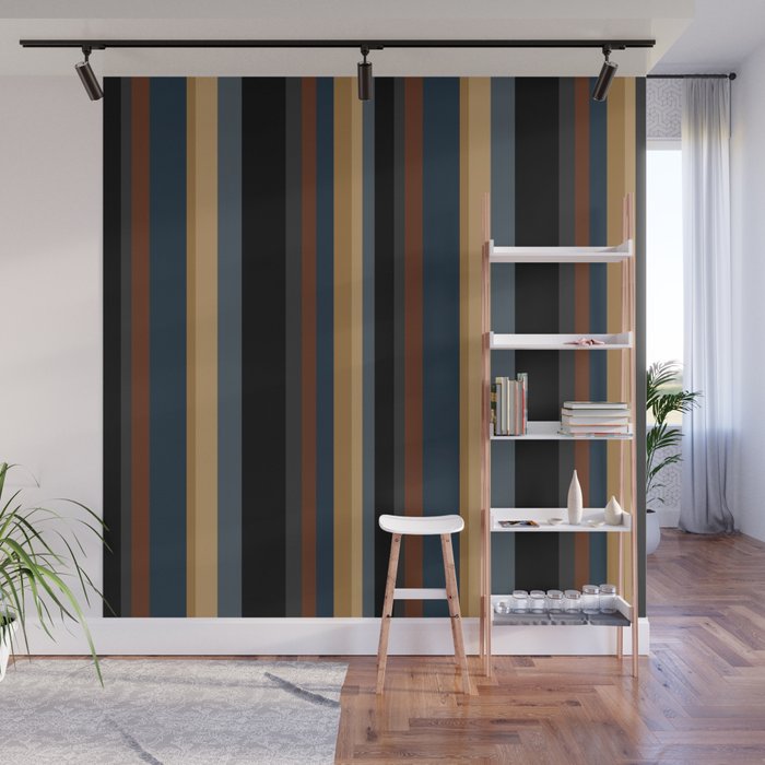 Classic Stripes V - Dark Vintage  Wall Mural Gallery Image 1