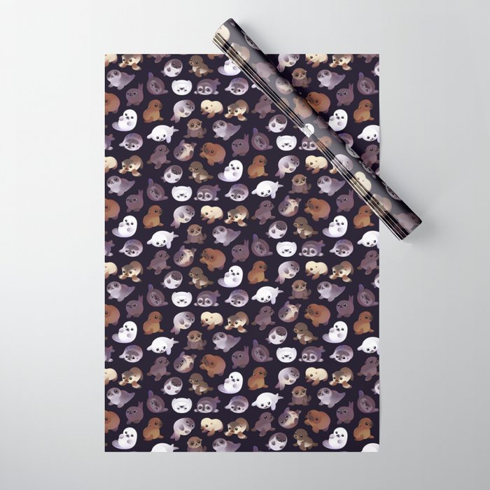Seal pup - dark Wrapping Paper Gallery Image 1