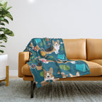 Corgi camping marshmallow roasting corgis outdoors nature dog lovers Throw Blanket Gallery Image 1
